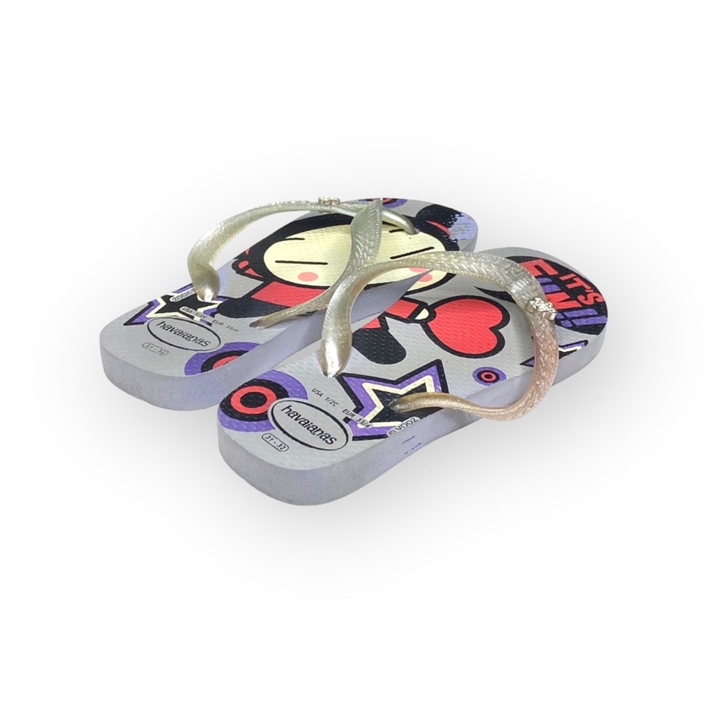 Havaianas x VOOZ ☼ Thong Flip Flop Sandals ☼ Decorative Crystalized Studs ☼ Grey - Picture 5 of 16
